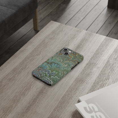 Deep Green Peacock Italian Marbled Design, Italy Feather Phone Case, Multi-Color, Slim Phone Cases, Case-Mate IPHONE16 and all sizes