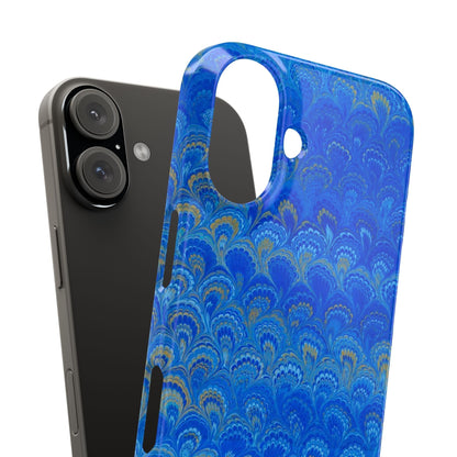Blue Marbled Design, Italy Feather Phone Case, Multi-Color, Slim Phone Cases, Case-Mate IPHONE16 and all sizes