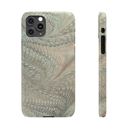 Marbled VIntage Design, Italian Feather Phone Case, Green Hues, Mint, Beige, Neutrals, Slim Phone Cases, IPHONE16 and all sizes