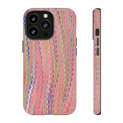 Pink Pastels Feather Marbled Vintage Design iPhone 16 + Samsung + Apple + Google - 2 finishes