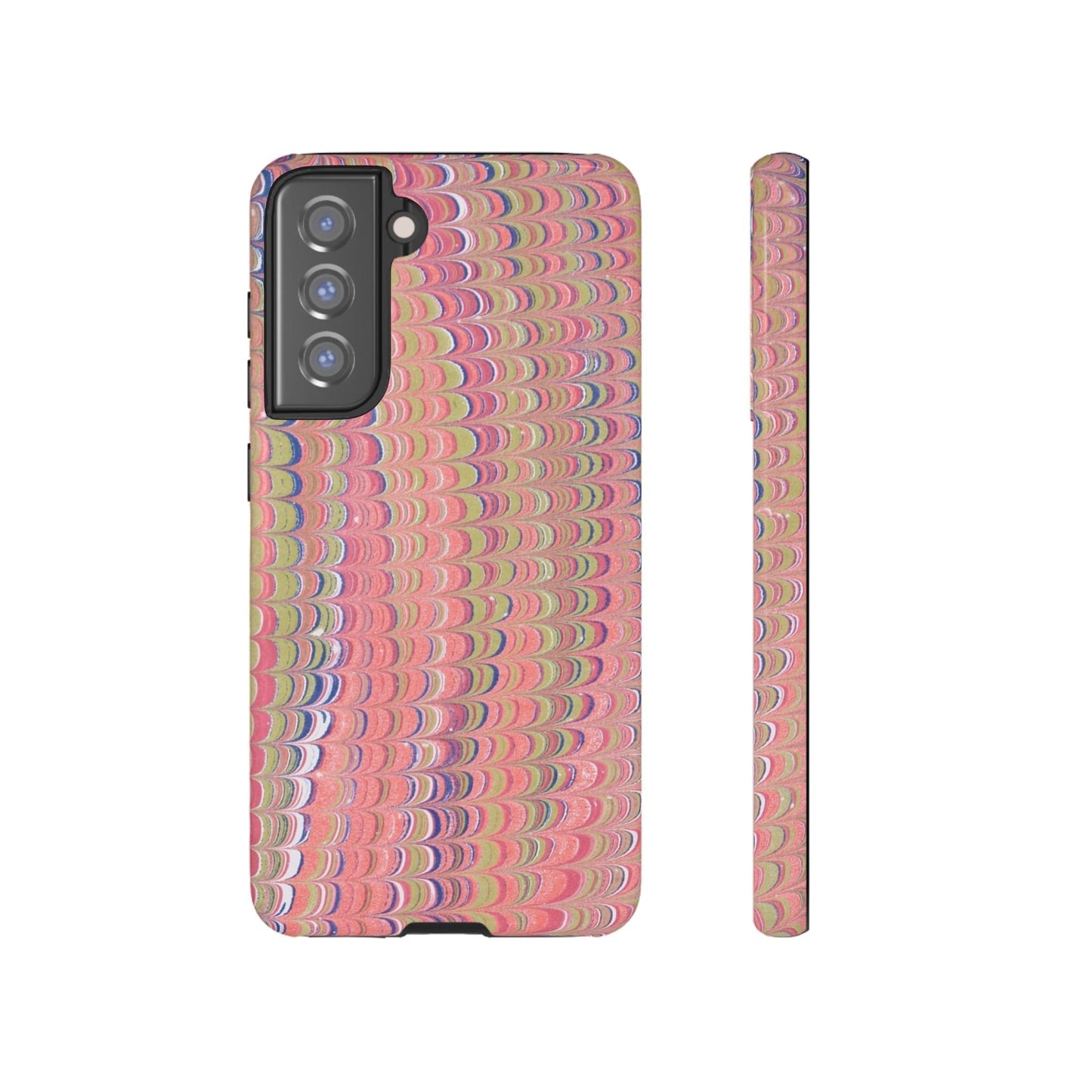 Pink Pastels Feather Marbled Vintage Design iPhone 16 + Samsung + Apple + Google - 2 finishes