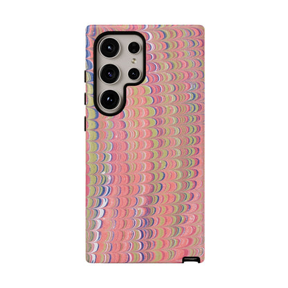 Pink Pastels Feather Marbled Vintage Design iPhone 16 + Samsung + Apple + Google - 2 finishes