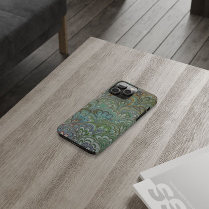 Deep Green Peacock Italian Marbled Design, Italy Feather Phone Case, Multi-Color, Slim Phone Cases, Case-Mate IPHONE16 and all sizes