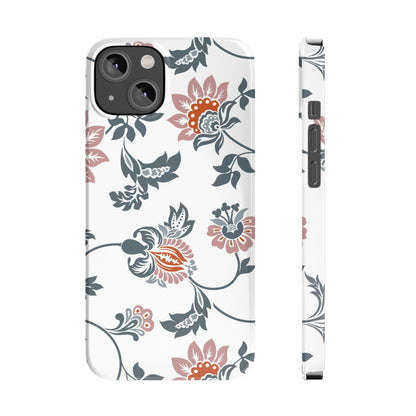 Pink and Green Flower Pattern, Floral Slim Phone Cases, Case-Mate IPHONE16 and all sizes