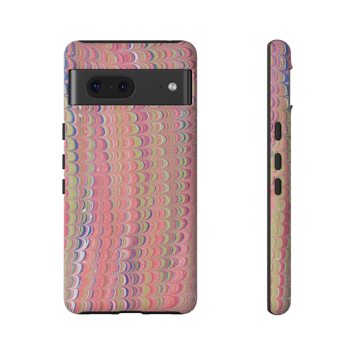 Pink Pastels Feather Marbled Vintage Design iPhone 16 + Samsung + Apple + Google - 2 finishes