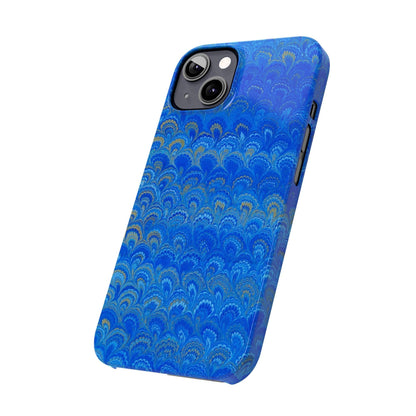 Blue Marbled Design, Italy Feather Phone Case, Multi-Color, Slim Phone Cases, Case-Mate IPHONE16 and all sizes