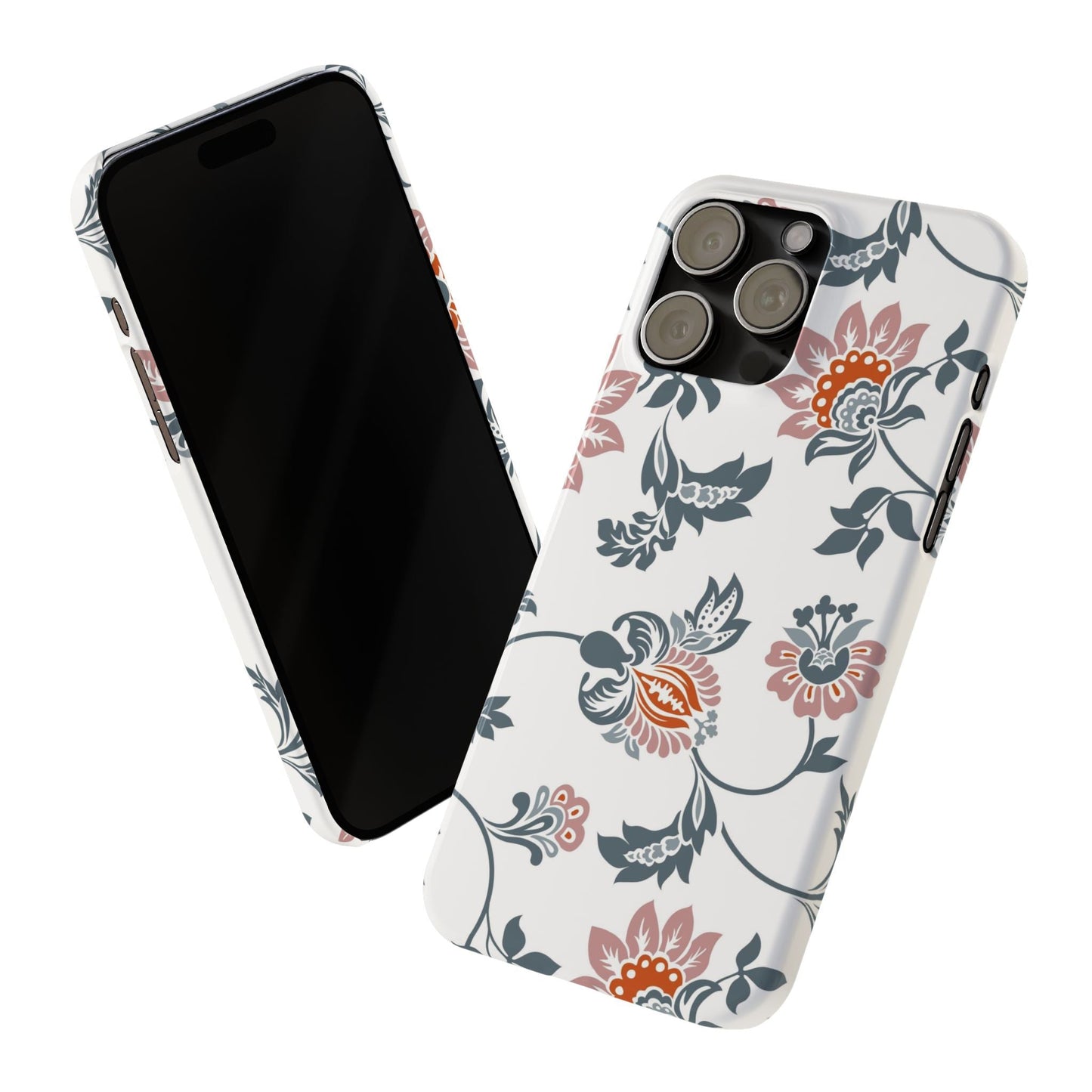 Pink and Green Flower Pattern, Floral Slim Phone Cases, Case-Mate IPHONE16 and all sizes
