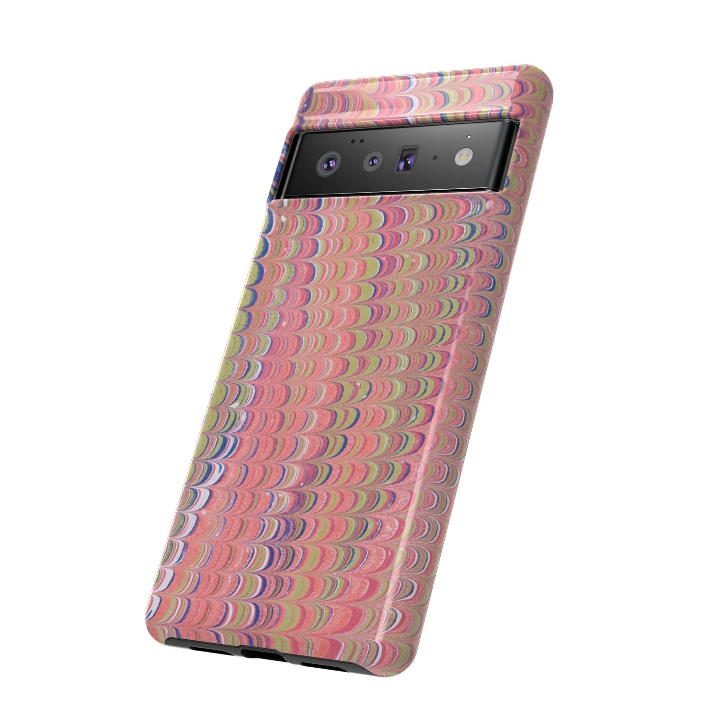Pink Pastels Feather Marbled Vintage Design iPhone 16 + Samsung + Apple + Google - 2 finishes