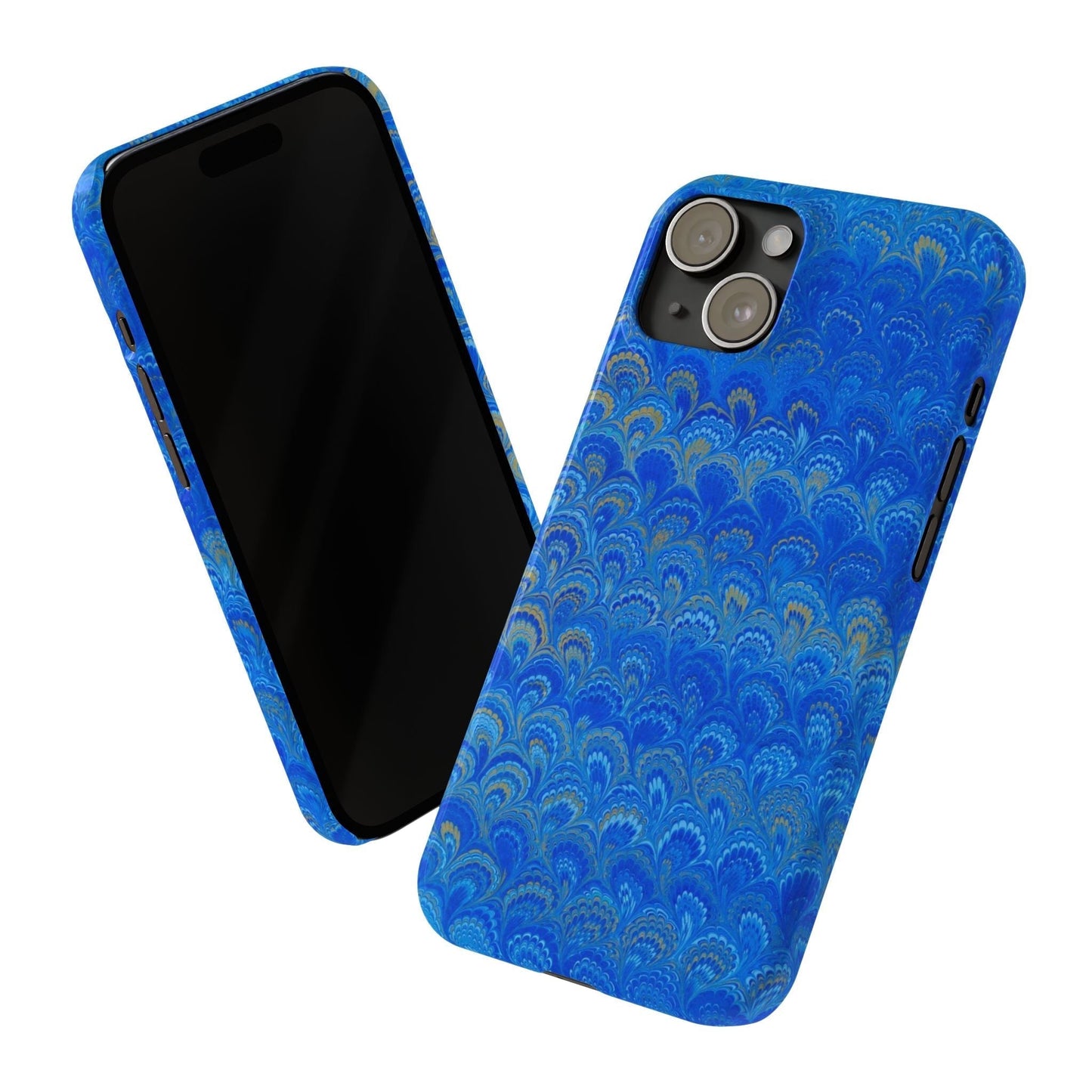 Blue Marbled Design, Italy Feather Phone Case, Multi-Color, Slim Phone Cases, Case-Mate IPHONE16 and all sizes