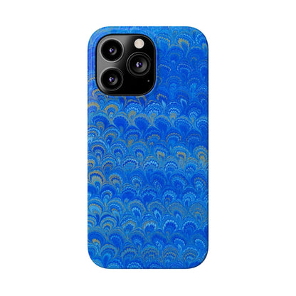Blue Marbled Design, Italy Feather Phone Case, Multi-Color, Slim Phone Cases, Case-Mate IPHONE16 and all sizes