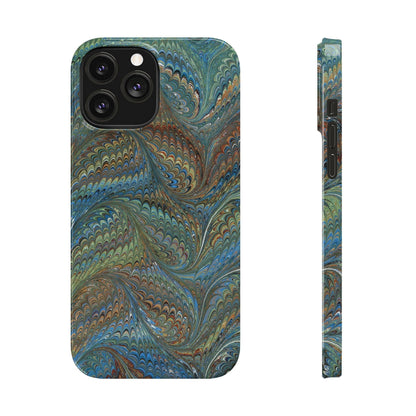 Blue and Green Italian Marbled Swirl Design, Italy Feather Phone Case, Multi-Color, Slim Phone Cases, Case-Mate IPHONE16 and all sizes