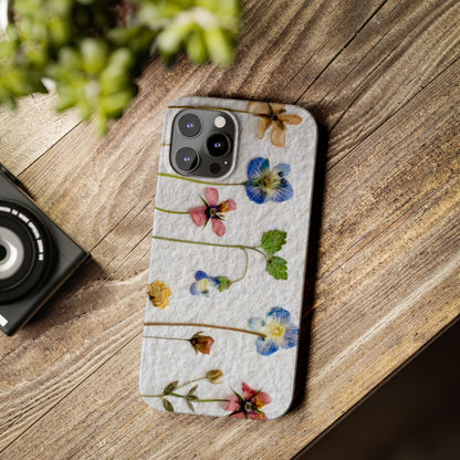 Dried Wild Pink and Purple Flower Image on Paper, Floral Slim Phone Cases, Case-Mate IPHONE16 and all sizes