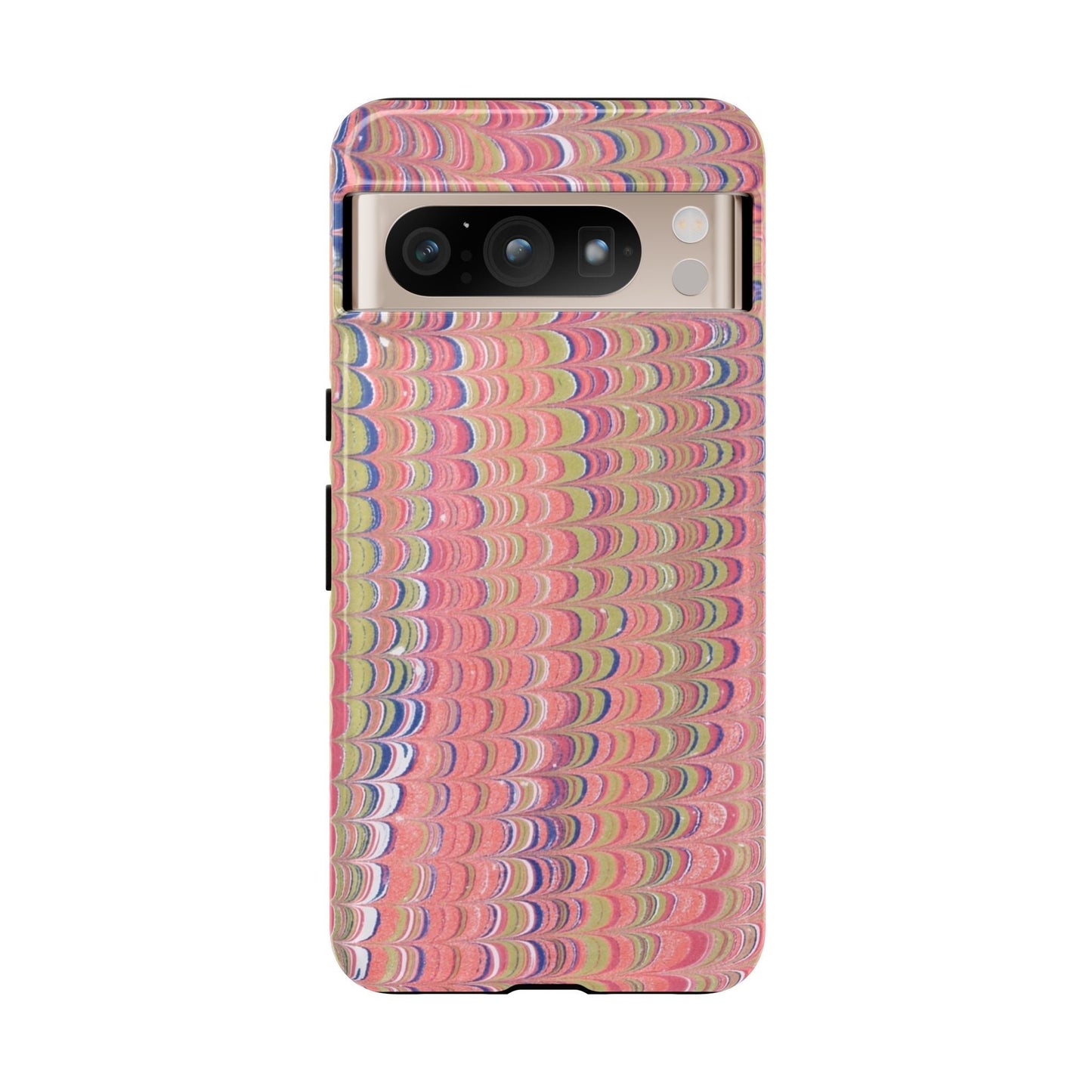 Pink Pastels Feather Marbled Vintage Design iPhone 16 + Samsung + Apple + Google - 2 finishes