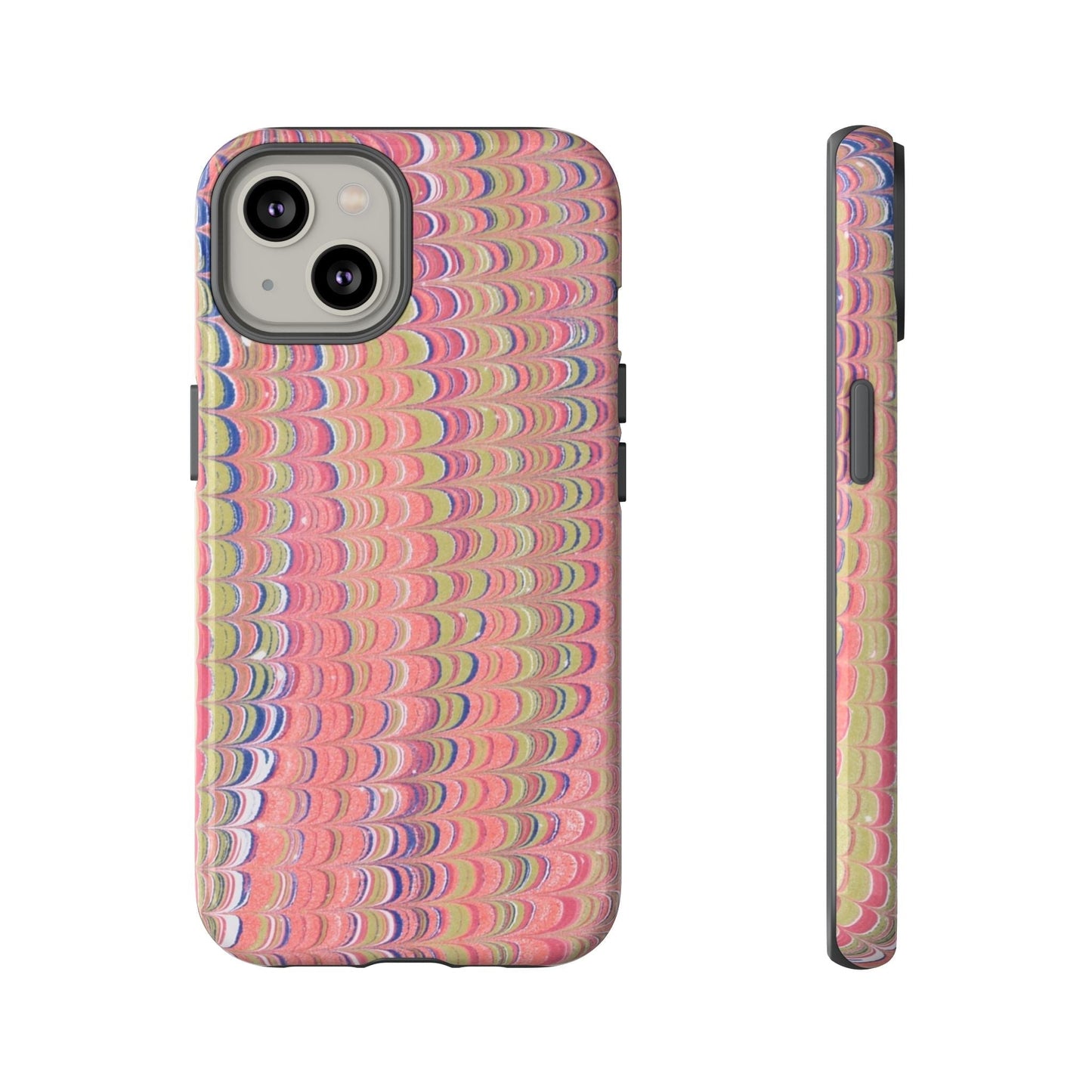 Pink Pastels Feather Marbled Vintage Design iPhone 16 + Samsung + Apple + Google - 2 finishes